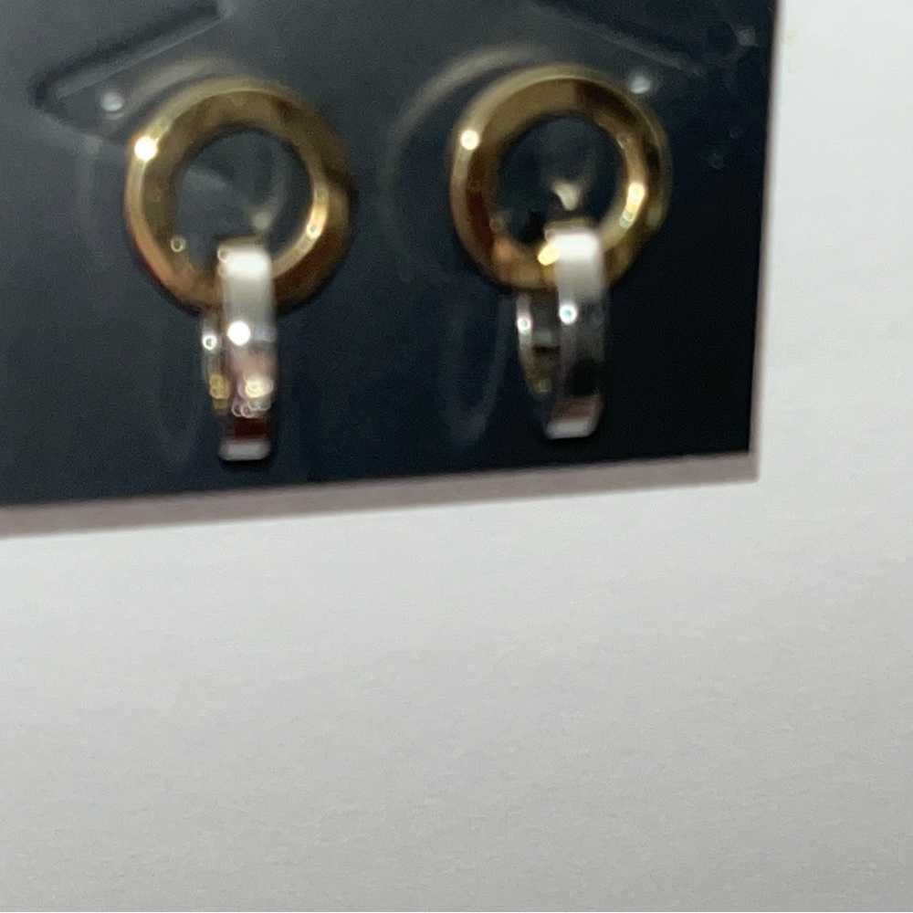 Rebecca Minkoff Two Toned Interconnected Circle Dangle Post Earrings New w/ Tag - Picture 10 of 10